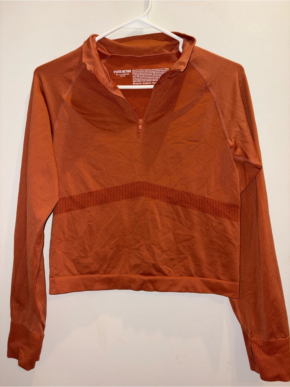 PINK Half-Zip Athletic Pullover in Burnt Orange